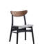 Chaise d'appoint Rebi en lin gris, noyer et finition noire (ensemble de 2)