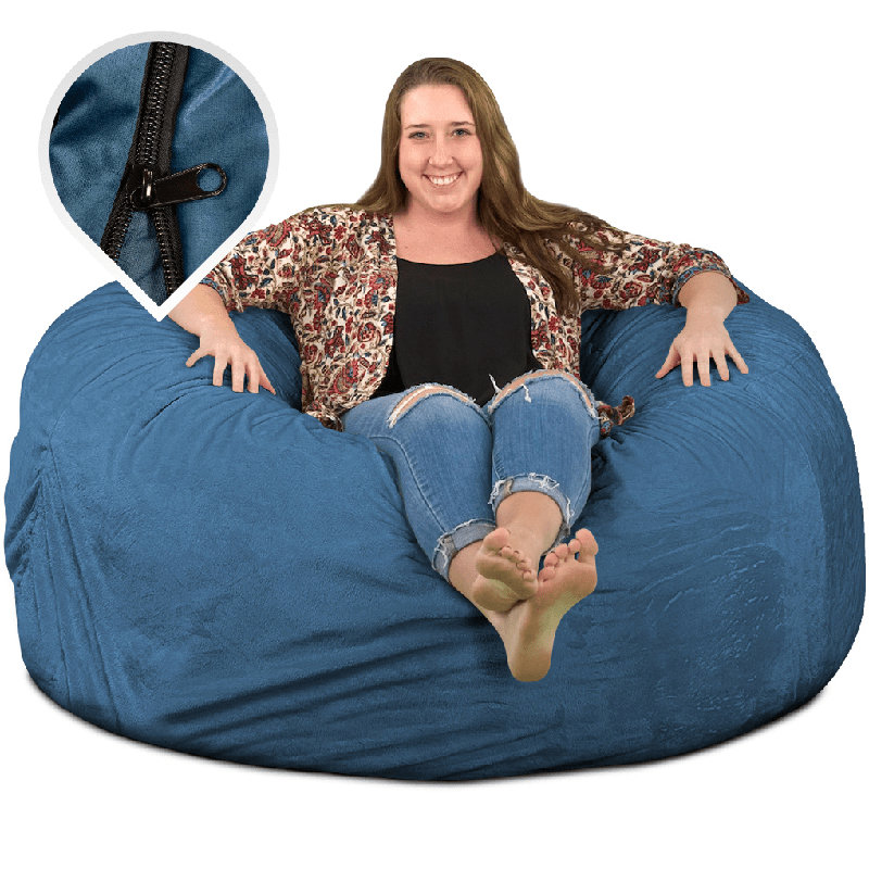  | Housse de remplacement pour fauteuil à billes de 5 pi seulement | Lavable amovible | Housse seulement, Cloud Suede