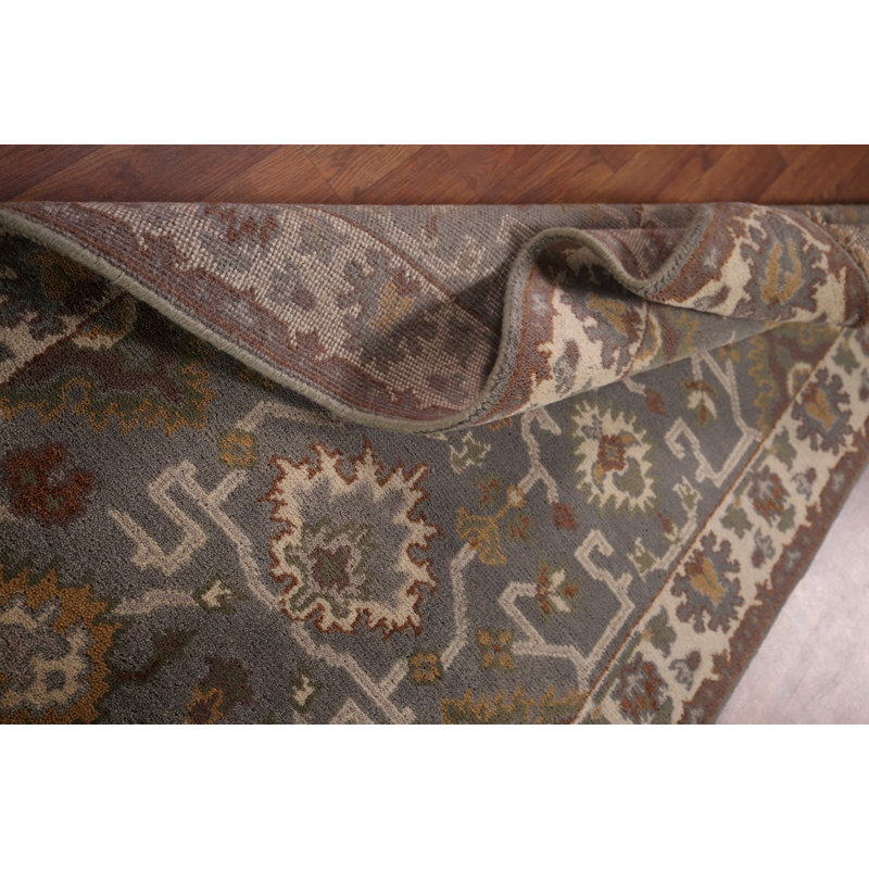 Tapis gris fait à la main pour vestibule 3 x 5 Oushak