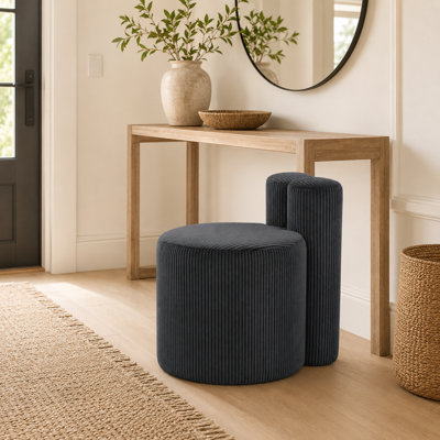 Pouf rond moderne en velours côtelé de 22,8 pouces pour salon