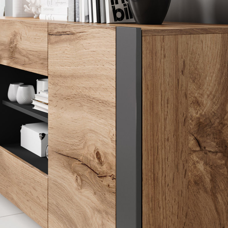 Togut 64.5'' Oak and Gray Modern Sideboard Buffet