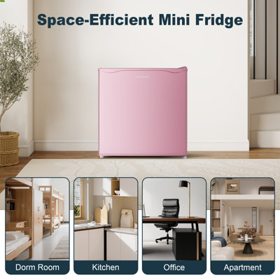 Réfrigérateur compact 1,6 pi3 avec congélateur, porte réversible compacte pour dortoir, bureau, chambre à coucher, appartement BANGson - rose