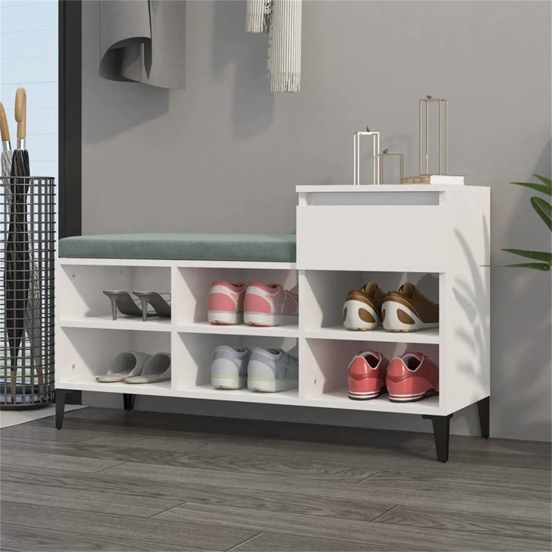 6 Pair Shoe Storage Cabinet, High Gloss White