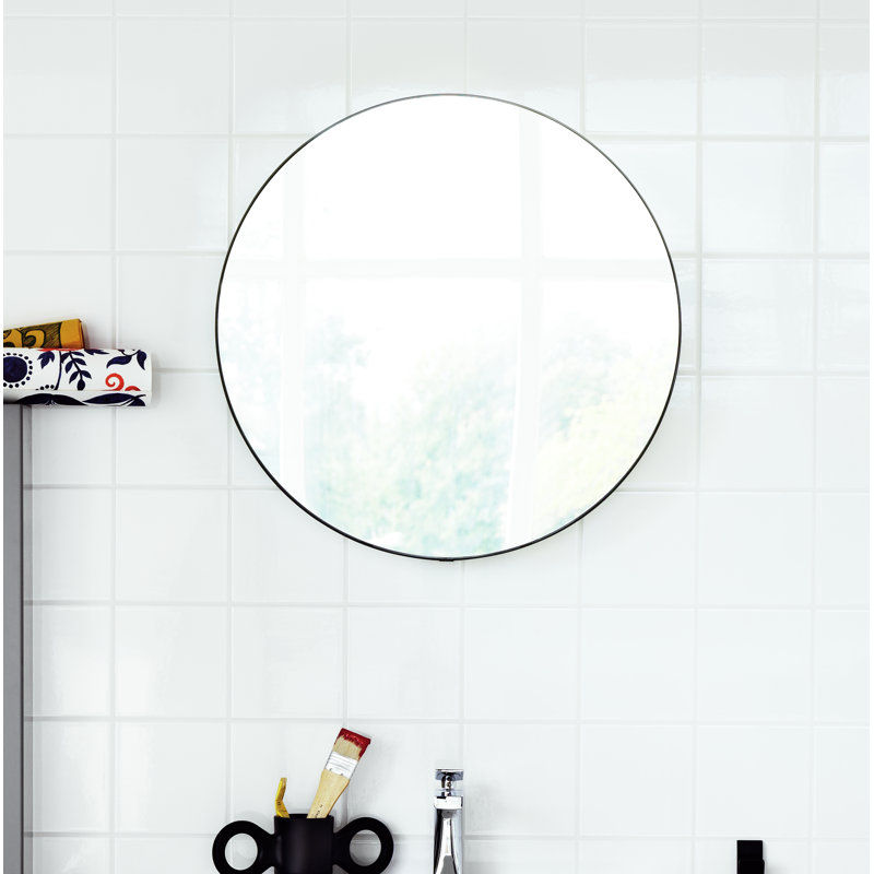 Metal Flat Wall Mirror with Shelves