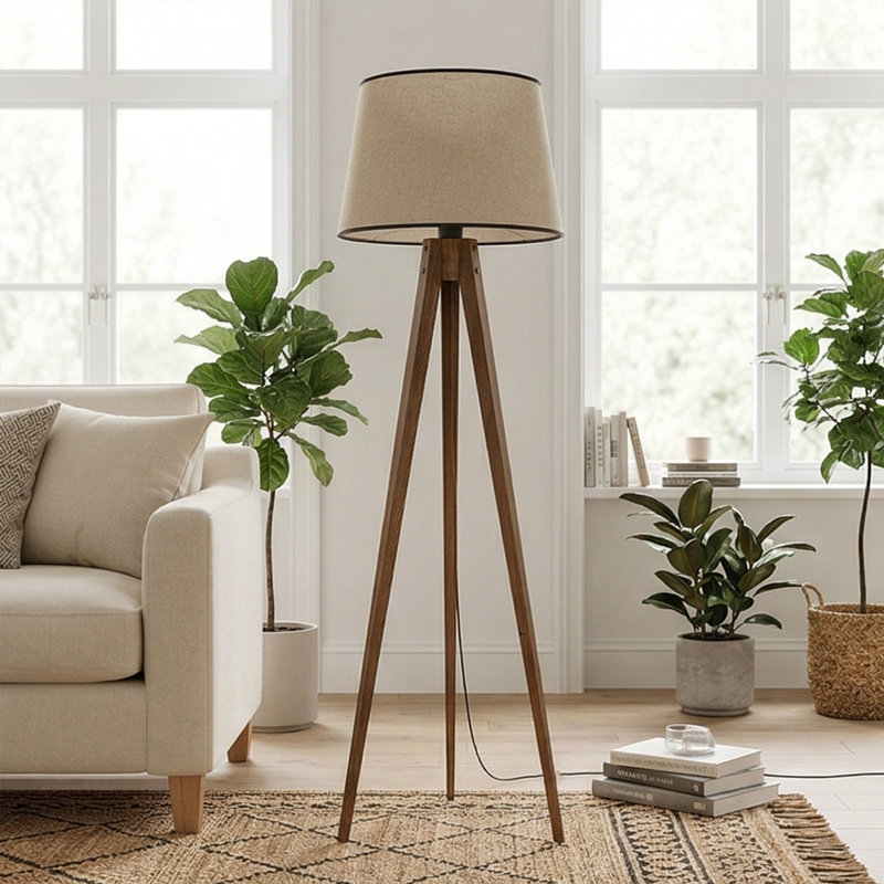 Lampe trépied 63 po Maquan, Naturel, Beige