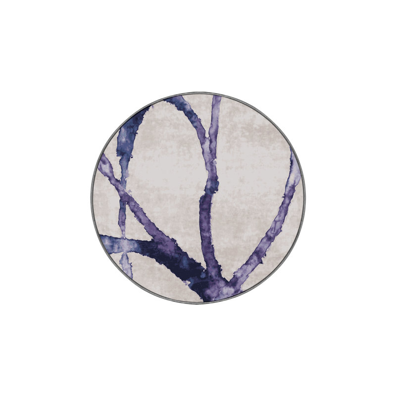 Machine Washable Gray Area Rug, Round 3'