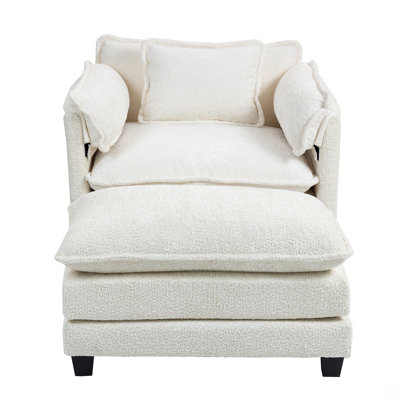 55.32*39.76" Oversized Sofa Indoor, Portable Ottoman, Boucle Single Sofa Bed With Wider Seat, Double Deep Cushion