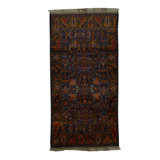 Hand-Knotted High-Quality Red and Blue Area Rug