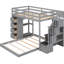 Twin Over Full Bunk Bed With Shelves In Grey - Drawers And Storage Stairs For Efficiency 3-layer Bed, Bedroom Solution