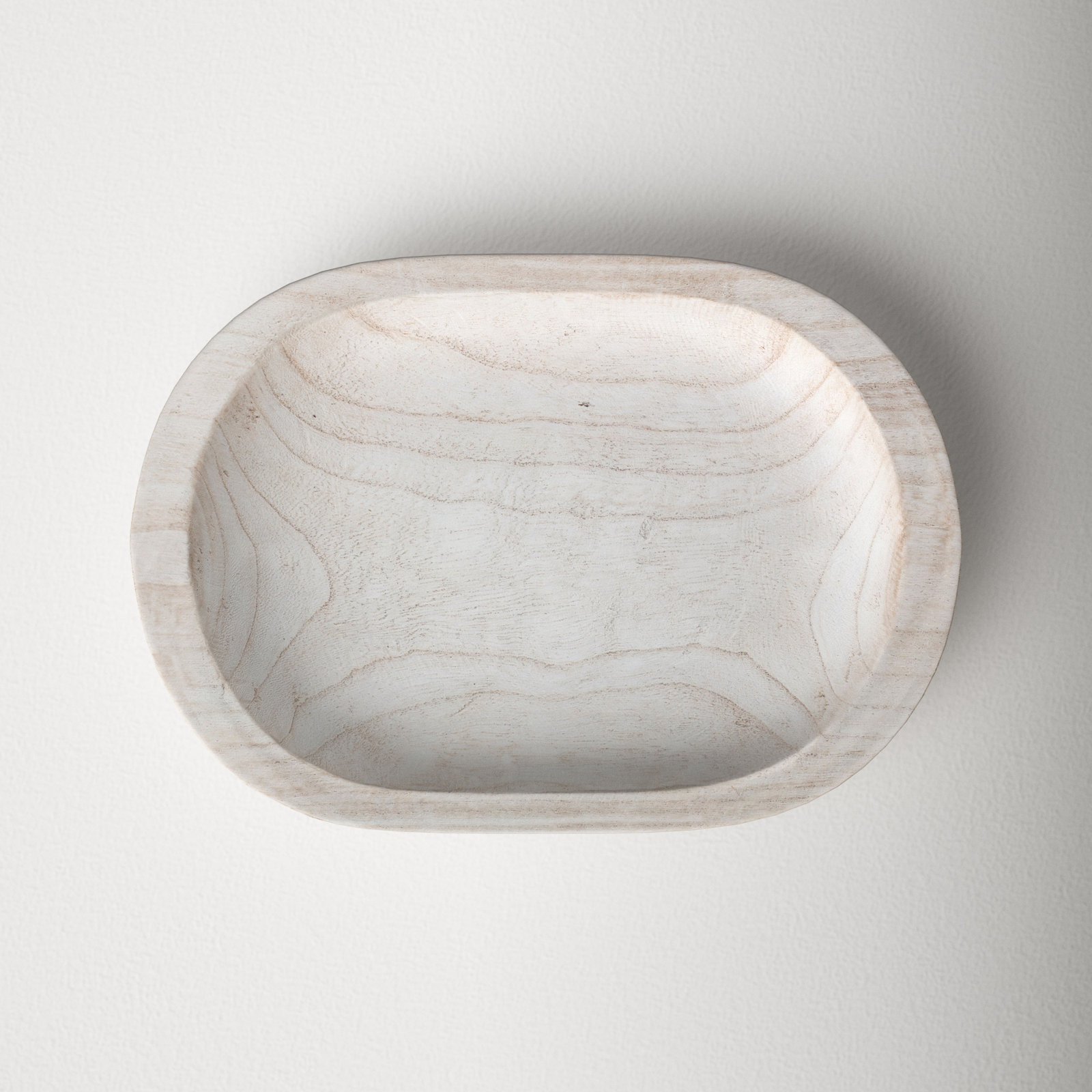 Kailyn Wood Decorative Bowl 1, Whitewashed, 2"H x 14.5"W x 10.25"D