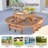 12-Person Round Solid Wood Picnic Table with Umbrella Hole 
