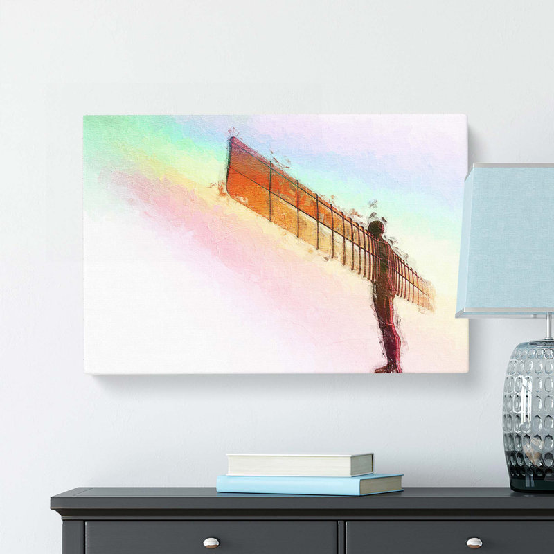 Rainbow On The Angel Of The North In Abstract - Wrapped Canvas Painting, 35cm H x 50cm W x 3cm D