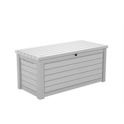 Keter 165 Gallon Resin Large Deck Box - Organization And Storage For Patio Furniture, Outdoor Cushions, Garden Tools And Pool Toys, White