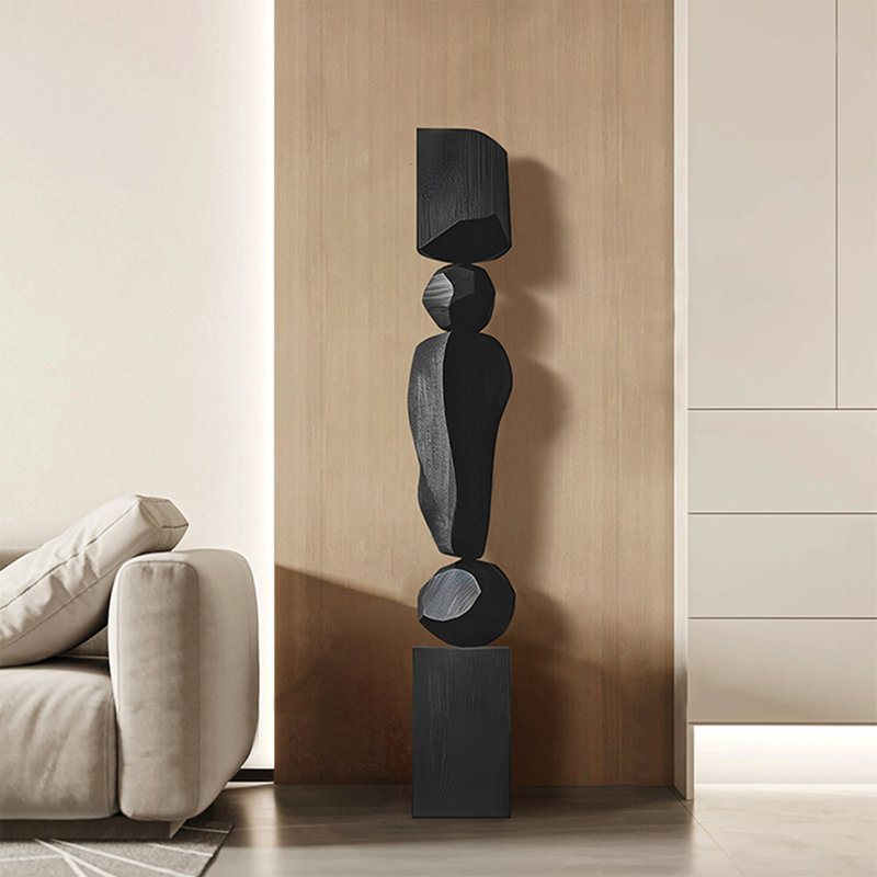 Objet décoratif noir moderne en bois massif