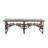 Brown Teak Wood Kitchen Dining Table with Eight Attached Seats, 100" x 42" x 31"-94225247-94225246-94225244