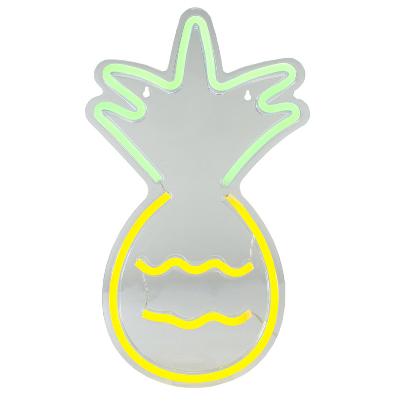 16" Yellow and Green Pineapple LED Neon Outdoor Wall Sign