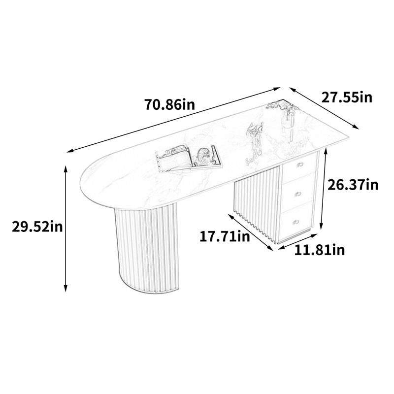 Bureau d'ordinateur Lomawai Free Form, H 29,52 po x l 70,86 po x P 27,55 po