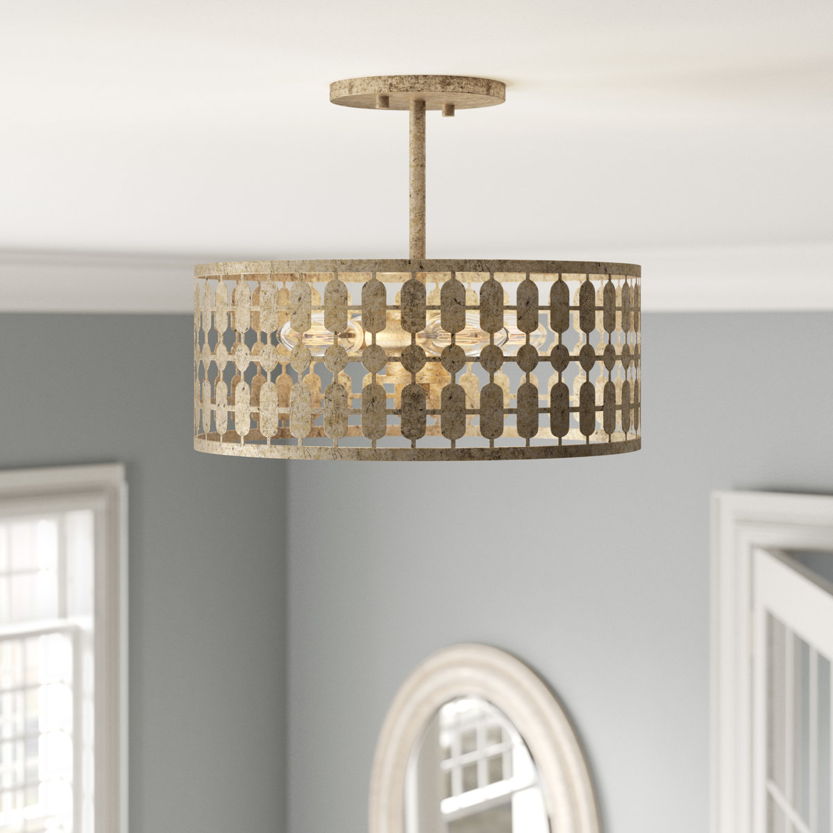 Willa Arlo™ Interiors Mabe 3 - Light 12" Unique/Statement Drum Semi ...
