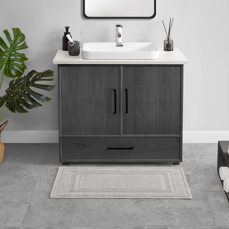 Bath Rug, Washed Beige, 21" W x 34" L