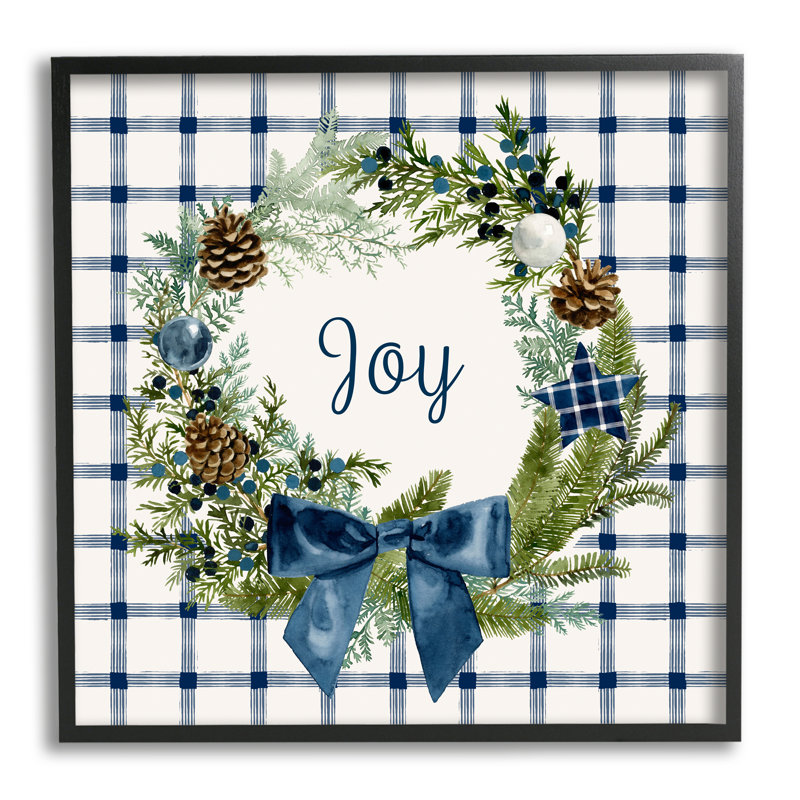 «Winter Joy Sentiment», art mural sur toile surdimensionné à carreaux rustiques par Victoria Barnes, H 24 po x l 24 po