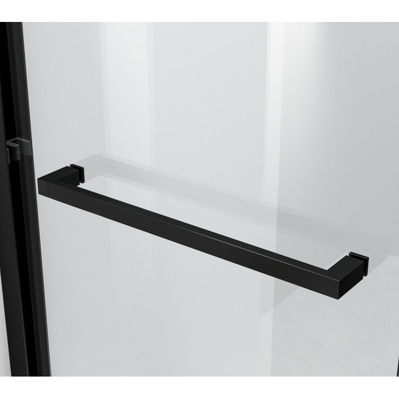 60'' - W x 60'' H Double Added Door Semi-Frameless Tub Door with, Black