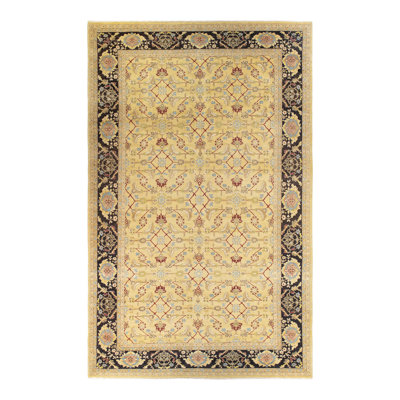 Tapis unique noué à la main Hanika Eclectic - doré / noir, 10 pi x 16 pi