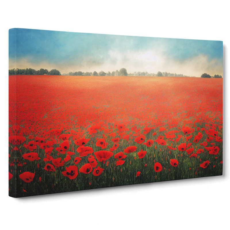 Vibrant Poppies Flowers - Wrapped Canvas, 35cm H x 50cm W x 3cm D