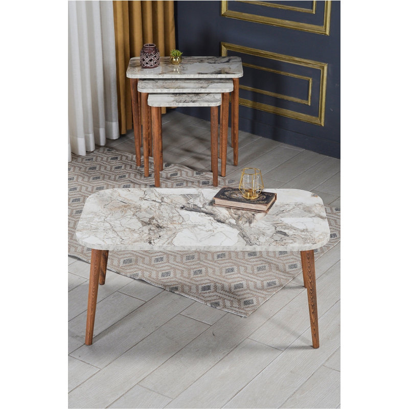 Jessica 35cm Console Table, White Marble