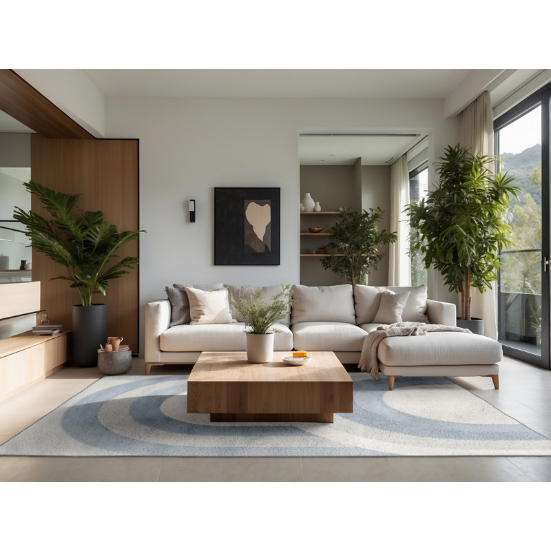 Soft Plush Fiqueroa Easter Modern & Contemporary Abstract Area Rug in Gray – Gray Binding, 6x9