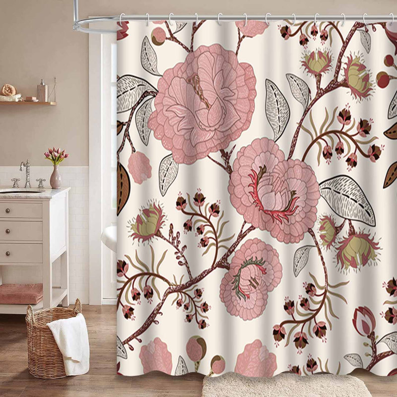 Rideau de douche beige imperméable, rideaux de douche pour la salle de bain avec 12 crochets, 72" L x 72" W