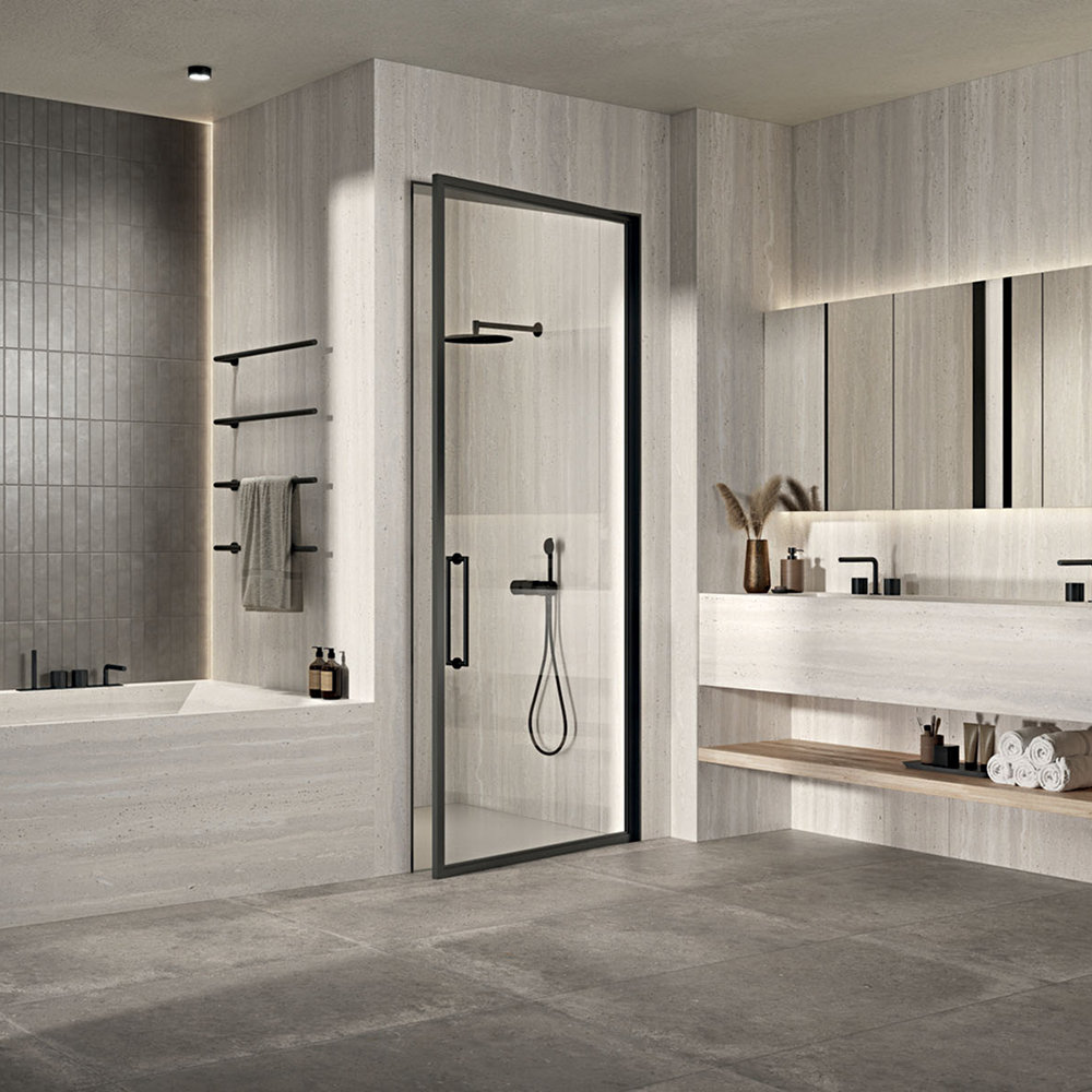Travertino 24" x 48" Matte Tile, Silver
