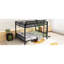 Grand lit superposé en métal noir avec tablette de rangement, pour adultes, structure stable, surface enduite, limite inférieure de 600 lb en noir, garde, lattes