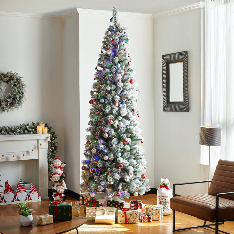 https://assets.wfcdn.com/im/67553268/resize-h755-w755%5Ecompr-r85/2251/225136747/Johvan+9ft+Slender+Flocked%2FFrosted+Artificial+Pine+Christmas+Tree+with+450+LED+Lights.jpg