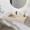 Lavabo de salle de bain rectangulaire simple 35 po en résine de pierre avec trou pour robinet