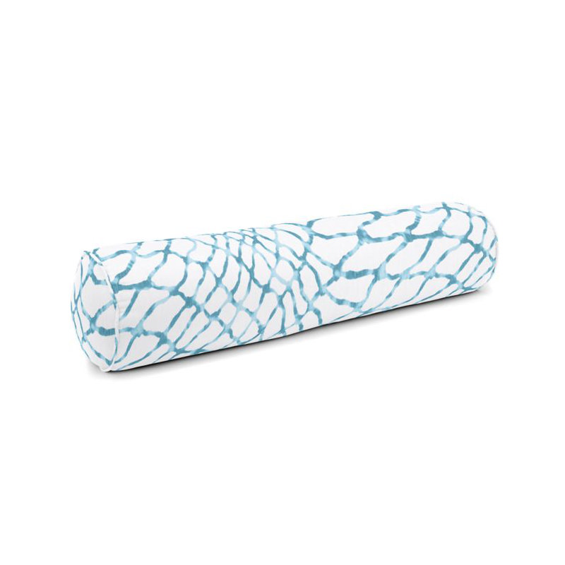 Linen Bolster Pillow Cover & Insert, Teal/White , 9" x 48"