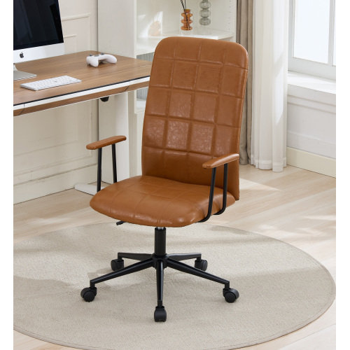 Chaise de bureau en cuir de polyuréthane brun