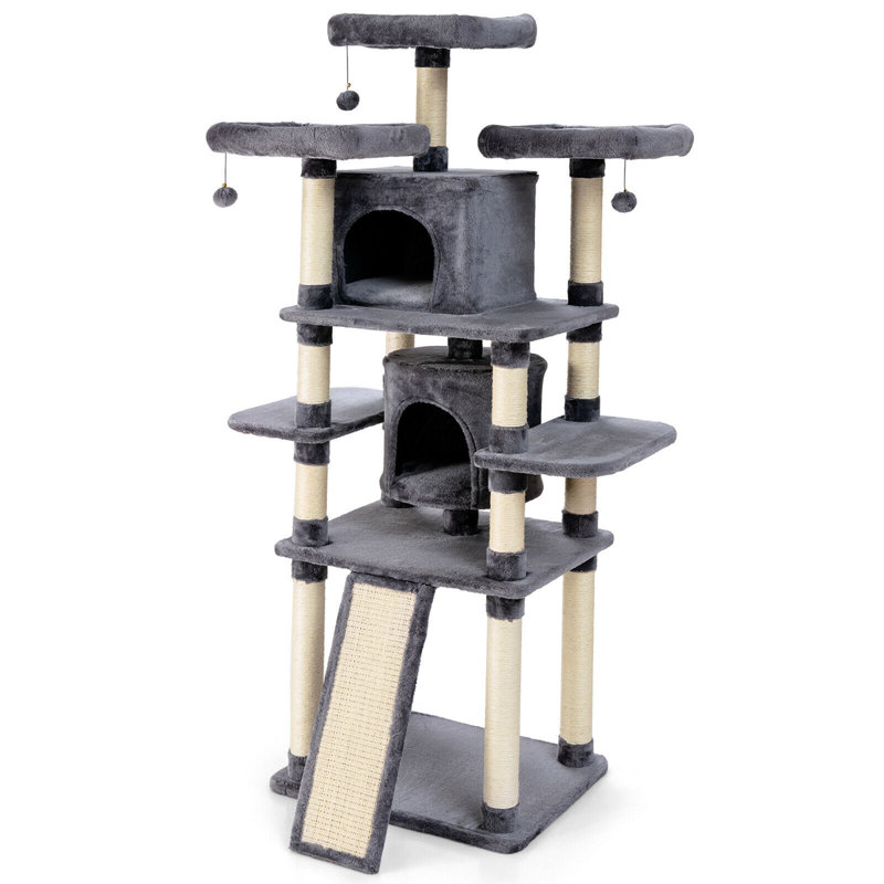 Arbre à chat 67 po à plusieurs niveaux Sechovicz, Gris clair