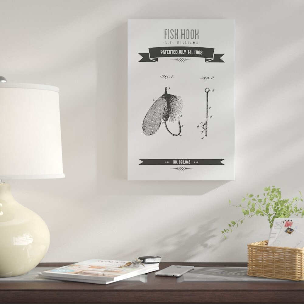 Fish Hook Patent from 1908- Vintage Digital Art by Aged Pixel - Pixels