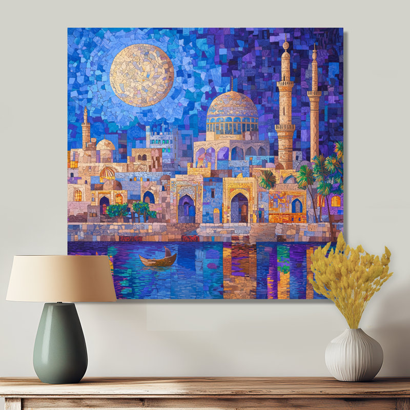 Baghdad Nights pendant le Ramadan II - Art mural en métal, impression traditionnelle en métal, H 29 po x l 29 po x P 0,84 po