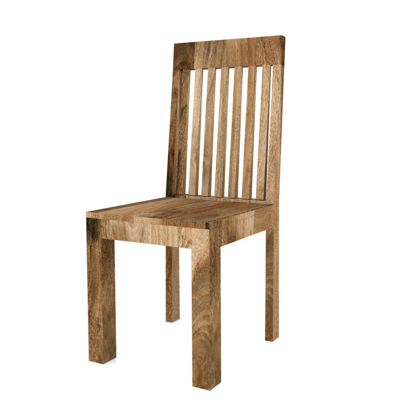 Cube Mango 37.5cm H Solid Wood Slat Back Side Chair in Brown