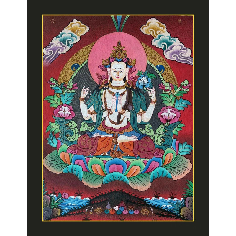 Chenrezig Tangka, peinture (Brocadeless Thangka)
