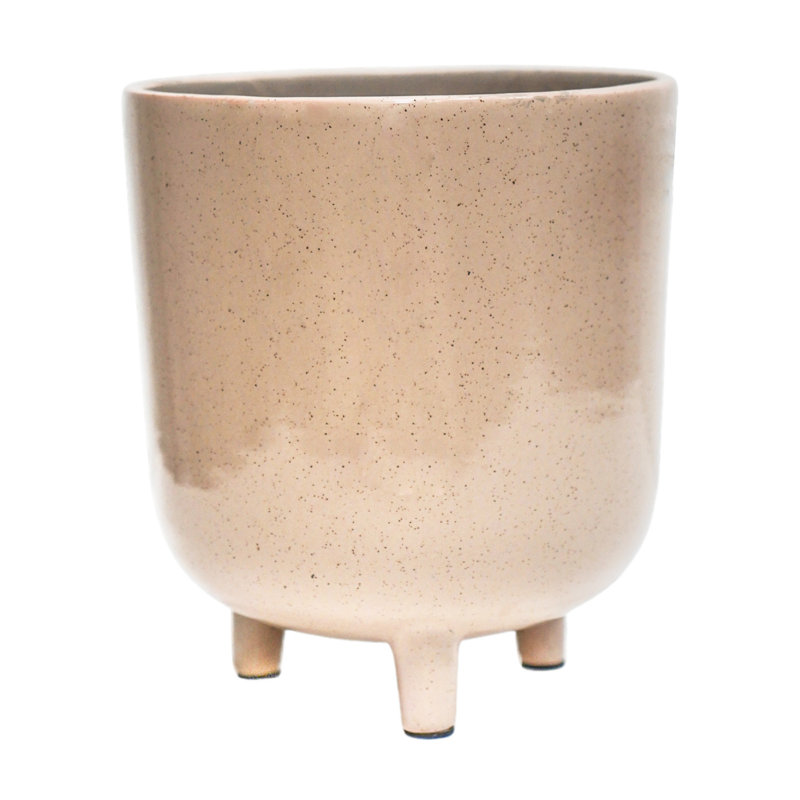 Ivyline Indoor Lecce White Speckled Planter, Oat, 24cm H x 20cm W x 20cm D