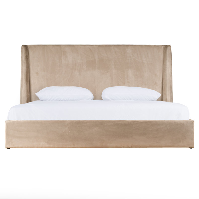 Bayldon Upholstered Wingback Bed, Taupe, King