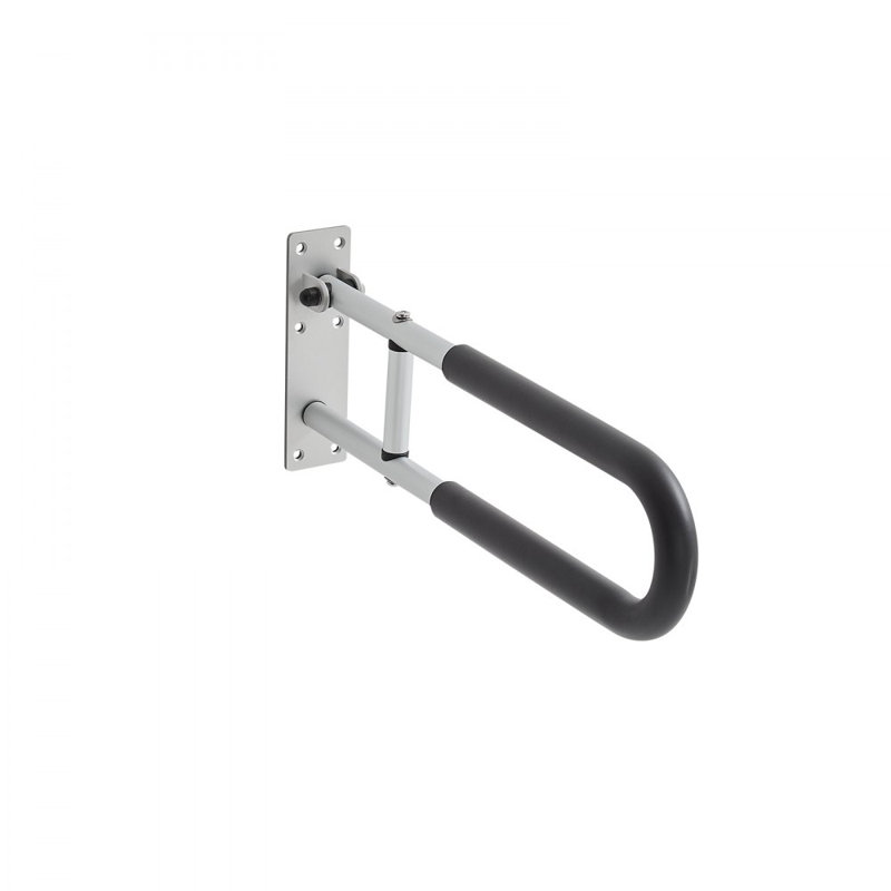 Toilet Safety Rail, 23.8 Inch U-Shaped Handicap Grab Bar, 300 Lb Load Capacity for Elderly, Foldable Senior Safety Pole, Flip Up Toilet Grab Bar with Anti-Slip Support Handle, Disabled, Pregnant