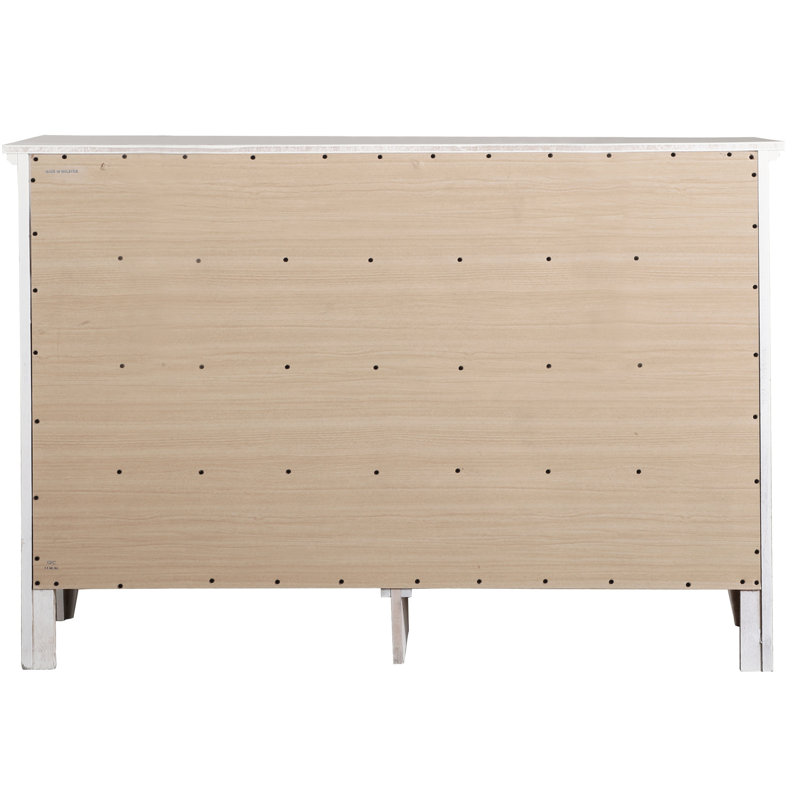 Commode blanche avec des caractéristiques impressionnantes - placages en bois véritable et tiroirs à queue stable entièrement assemblés à la quincaillerie en nickel pour rehausser le look G5490-d