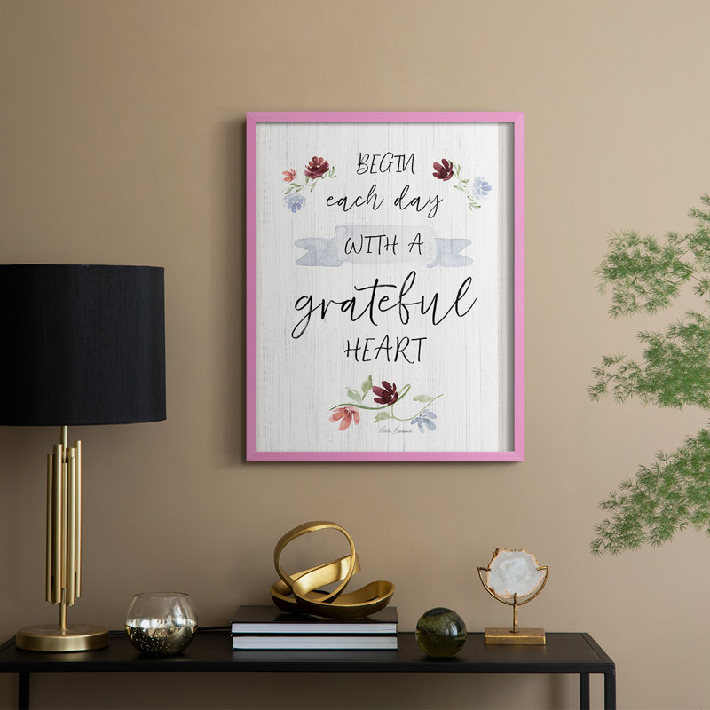 «Grateful Heart», reproduction encadrée - bois massif, H 11 po x l 9 po, Rose