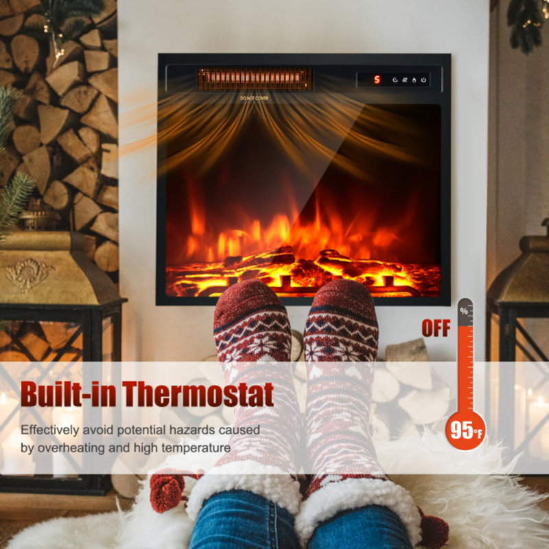 18 in. Electric Fireplace Insert with 5 Brightness Levels, Timer, Overheating Protection, Overheating Protection