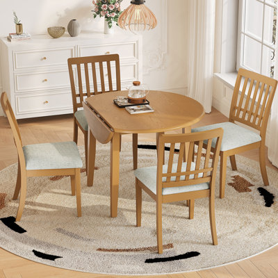 Ensemble de table de salle à manger 5 pièces pour 4 personnes, 1 table en bois avec 4 chaises rembourrées