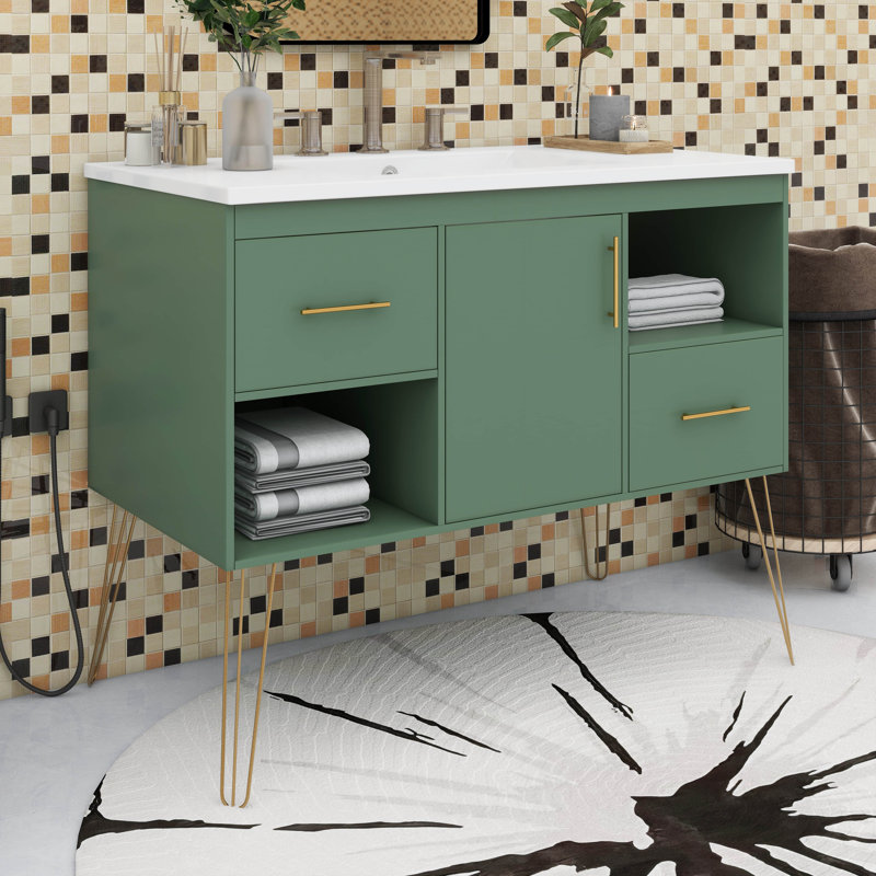 Ensemble de meuble-lavabo 36 po avec lavabo en résine 36 po et 2 tiroirs