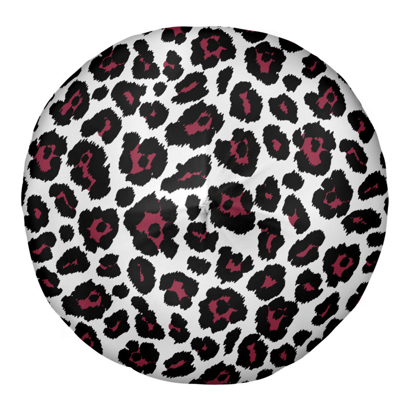 Housse et insert de coussin touffeté rond, H 26 po x l 26 po x P 4 po, Blanc/noir/rouge
